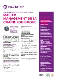 Plaquette Master Management de la Chaîne Logistique
